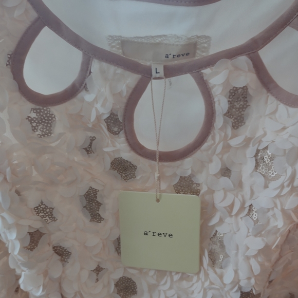 NWT A'Reve 3D Beige Pink Spring Flower Dress - size Large - Picture 7 of 13